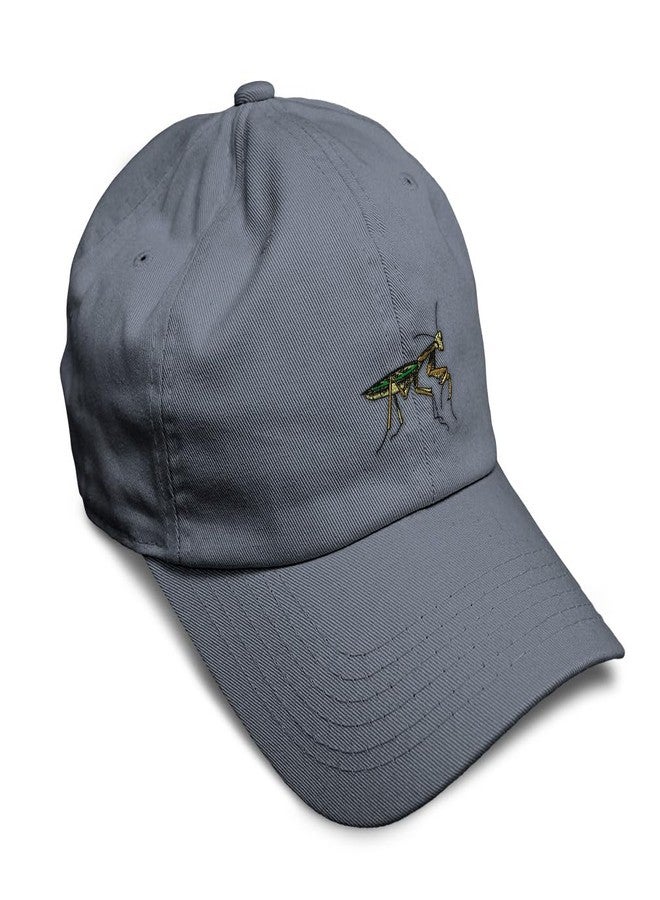 Speedy Pros Soft Baseball Cap Praying Mantis Embroidery Insects Grasshopper Embroidery Twill Cotton Dad Hats for Men & Women Dark Grey Design Only - Image 1